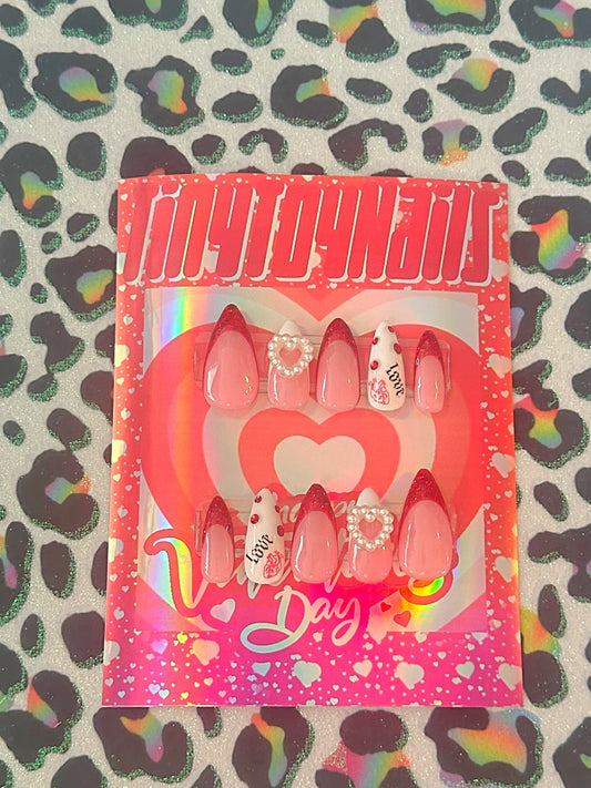 Valentines Red Love Heart Nails