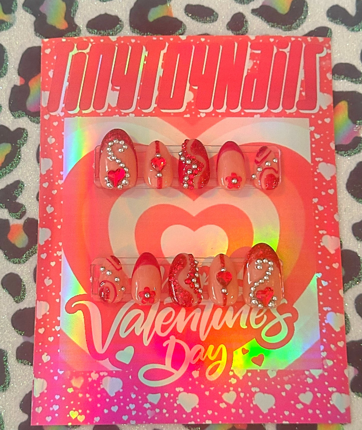 Valentines Red Heart Nails